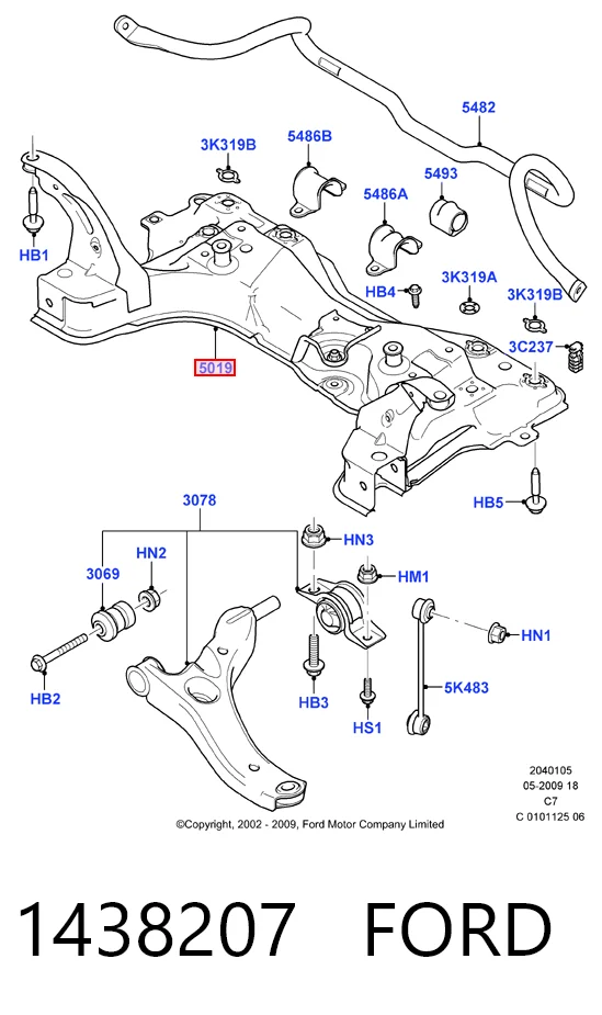  Viga de suspensão dianteira (plataforma veicular) Ford Connect сaixa (TC7) (2002 - 2013) 