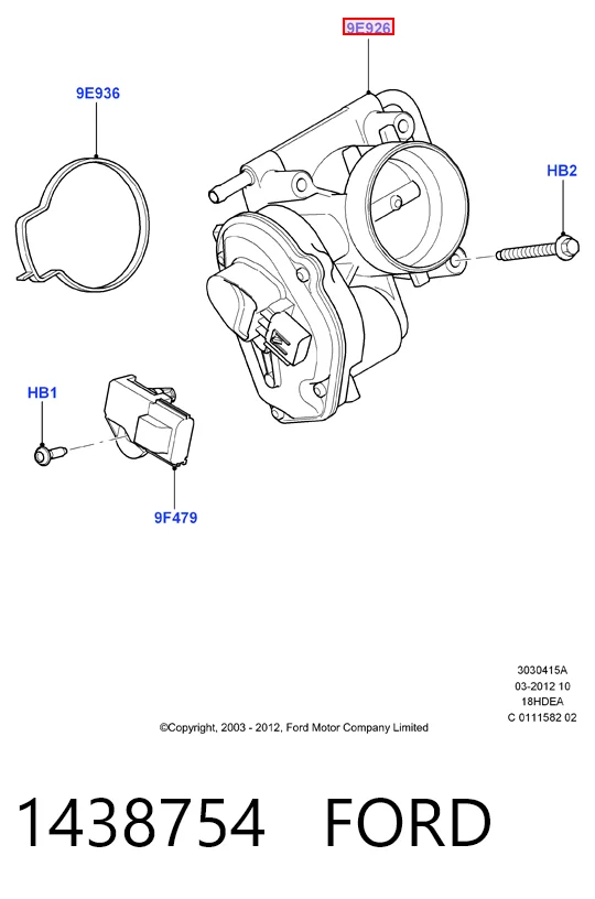 1438754 Ford Válvula de borboleta montada