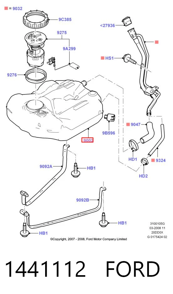 Tanque de combustível para Ford C-Max  DM2