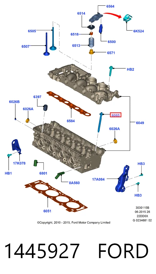 Parafuso de cabeça de motor (CBC) Ford Focus II DA, HCP, DP