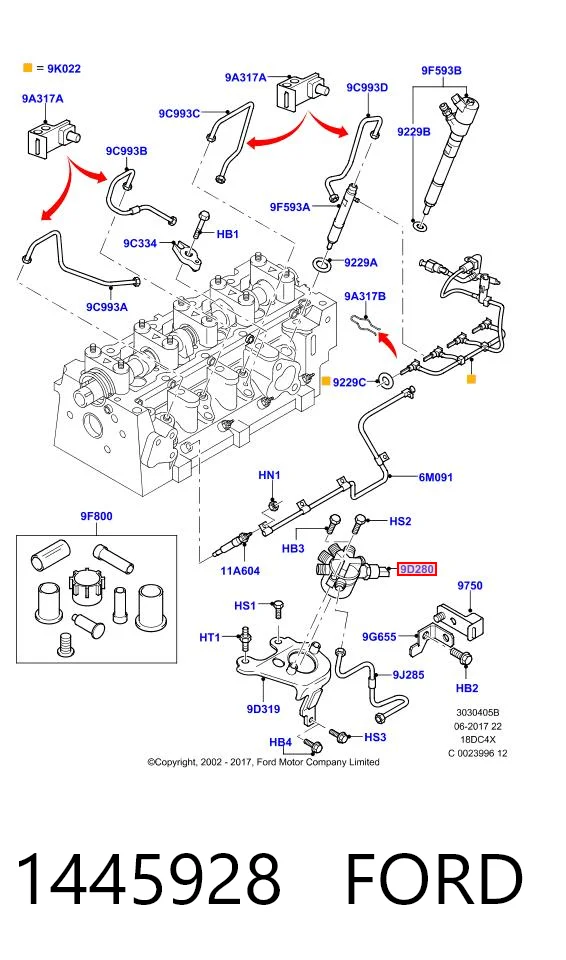 1445928 Ford Sensor de pressão de combustível