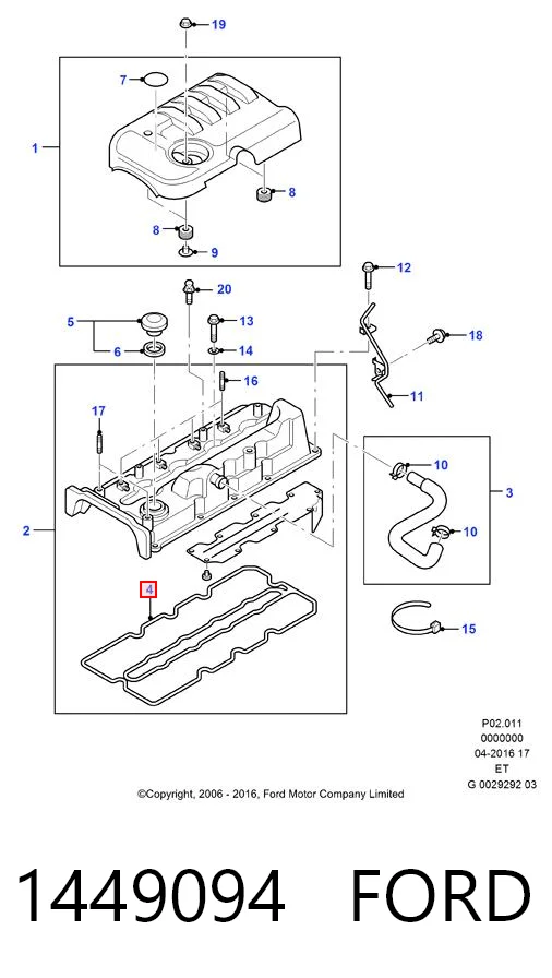 Vedante de tampa de válvulas de motor para Ford Ranger  ET