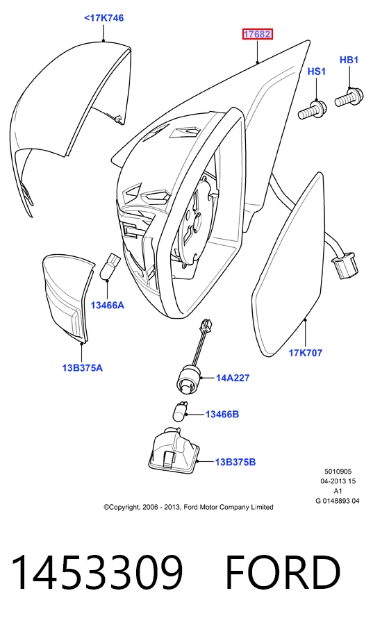 Espelho de retrovisão esquerdo para Ford S-Max  CA1
