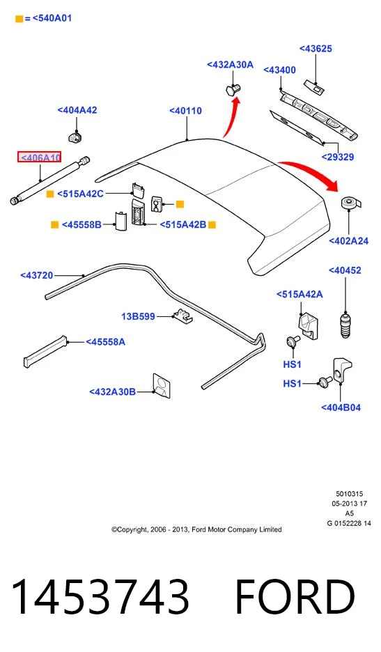 Amortecedor de tampa de porta-malas (de 3ª/5ª porta traseira) para Ford Focus CA5