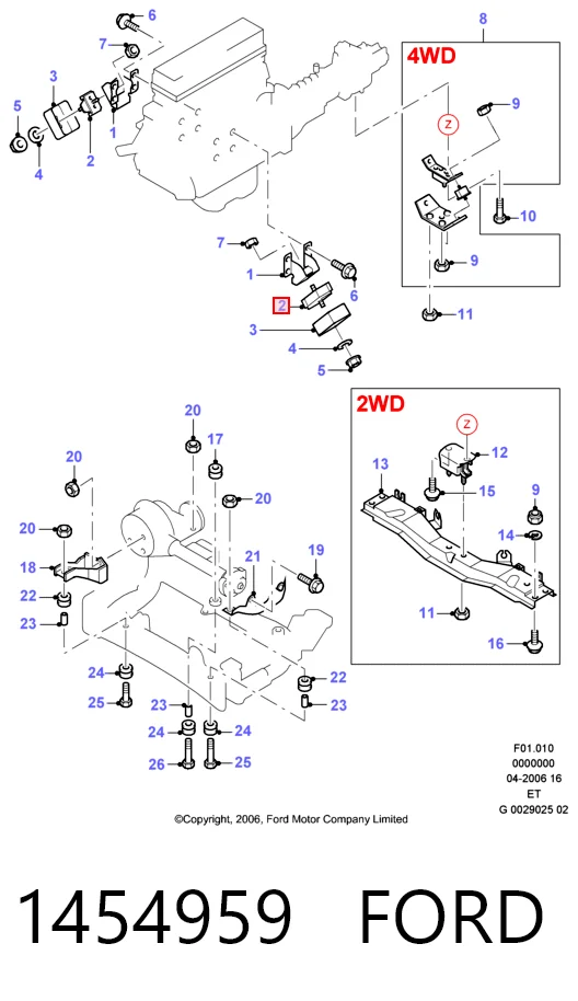 Coxim (suporte) dianteiro de motor para Ford Ranger  ET