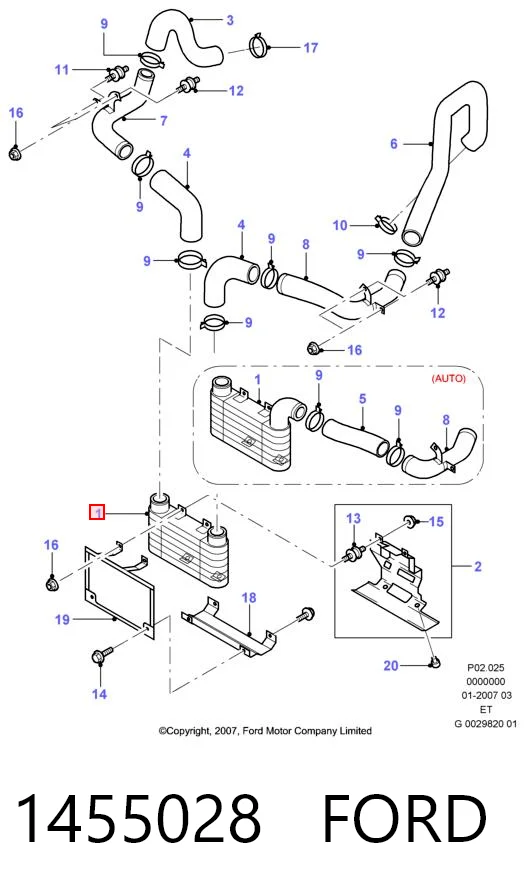 Radiador de intercooler Ford Ranger  ET
