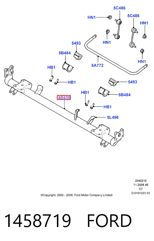  Viga de suspensão traseira (plataforma veicular) Ford Connect сaixa (TC7) (2002 - 2013) 