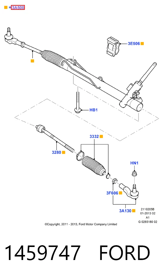 1459747 Ford Cremalheira da direção