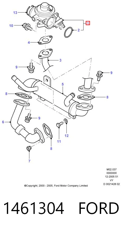 1461304 Ford Válvula EGR de recirculação dos gases
