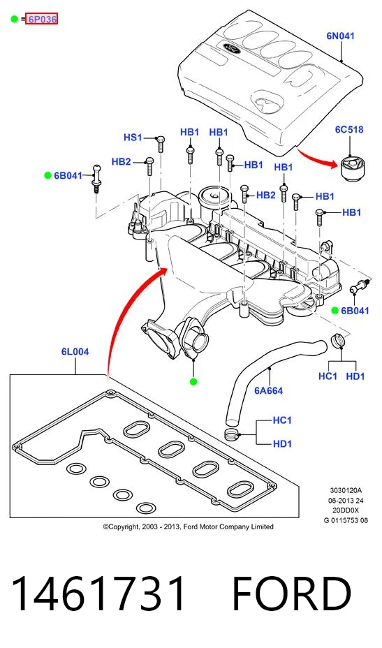 1461731 Ford Tampa de válvulas