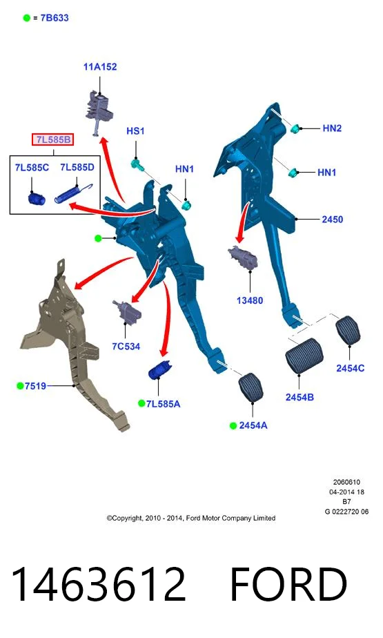 1463612 Ford Mola de pedal de embraiagem