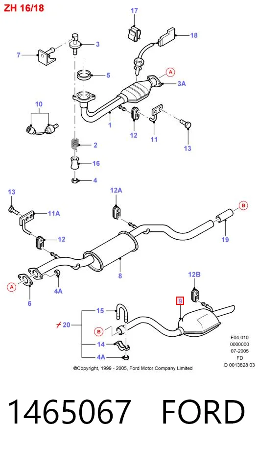 1465067 Ford Silenciador, parte traseira
