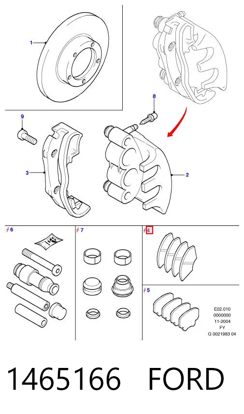 1465166 Ford Sapatas do freio dianteiras de disco