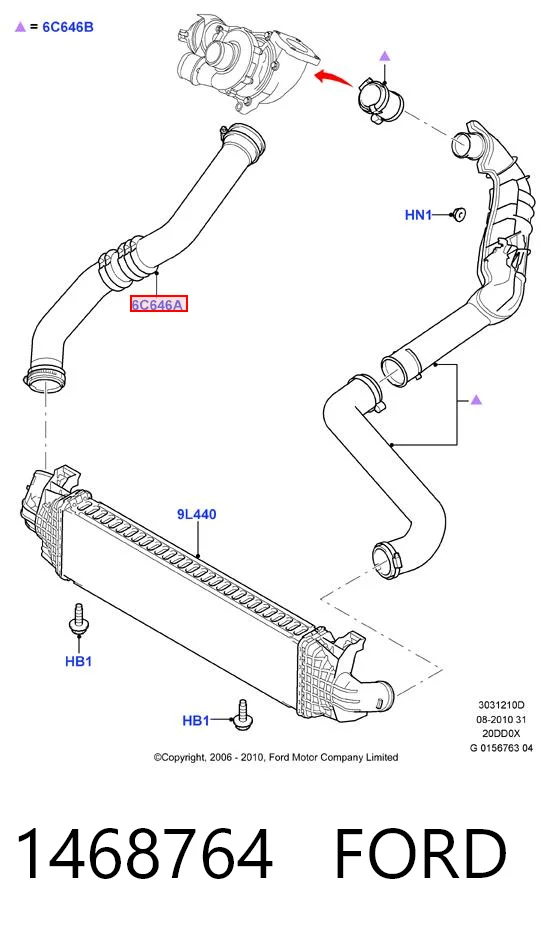 1468764 Ford Mangueira (cano derivado) de intercooler
