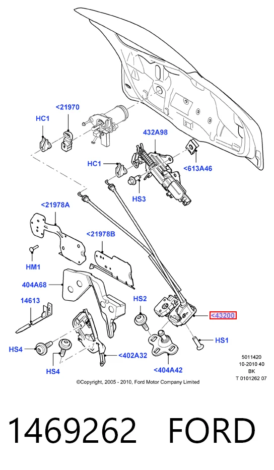 Fecho de tampa de porta-malas (de 3ª/5ª porta traseira) para Ford Fiesta Mk5 JH, JD