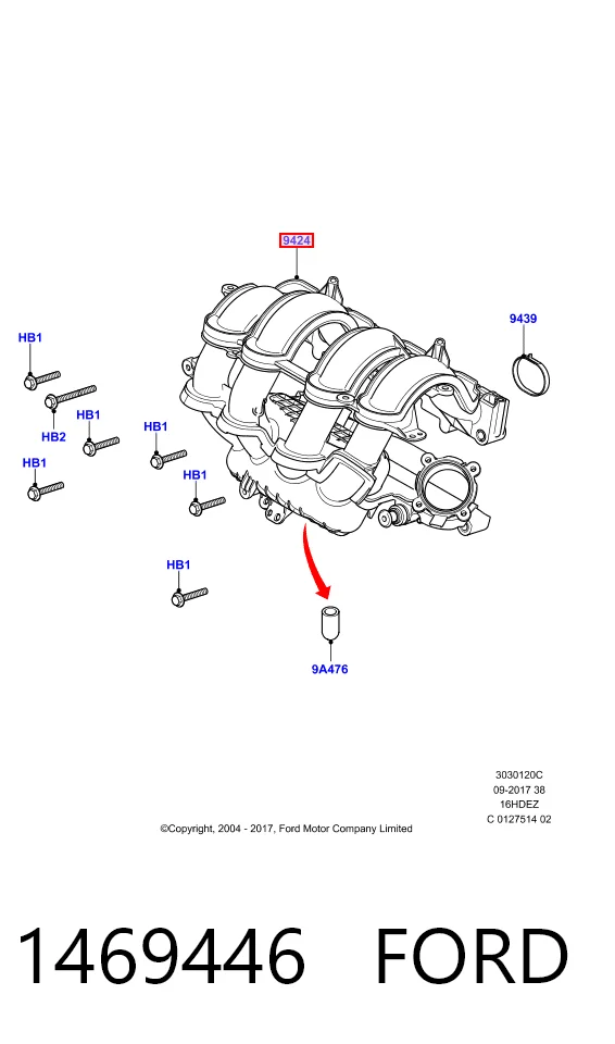  Tubo coletor de admissão Ford C-Max Grand monovolume (CB7) (2010 - 2019) Grand