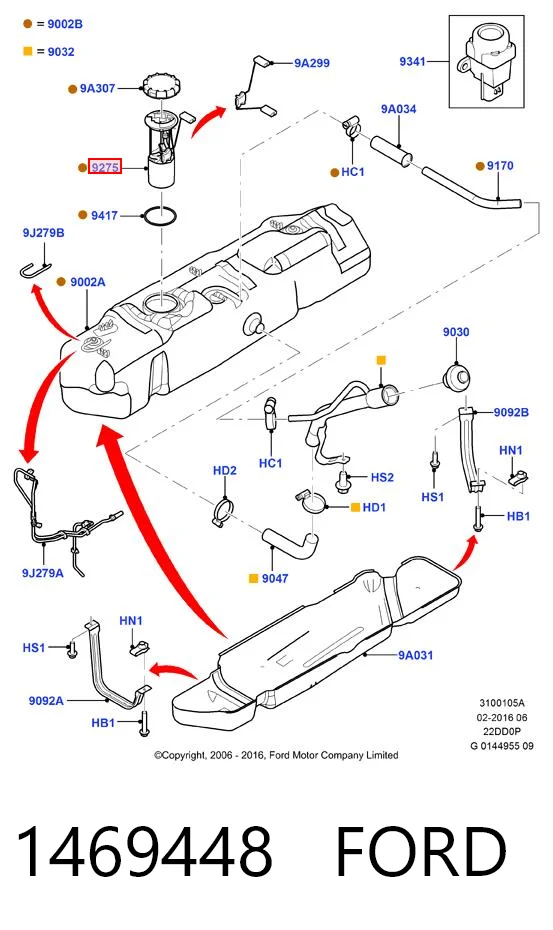 1469448 Ford Módulo de bomba de combustível com sensor do nível de combustível