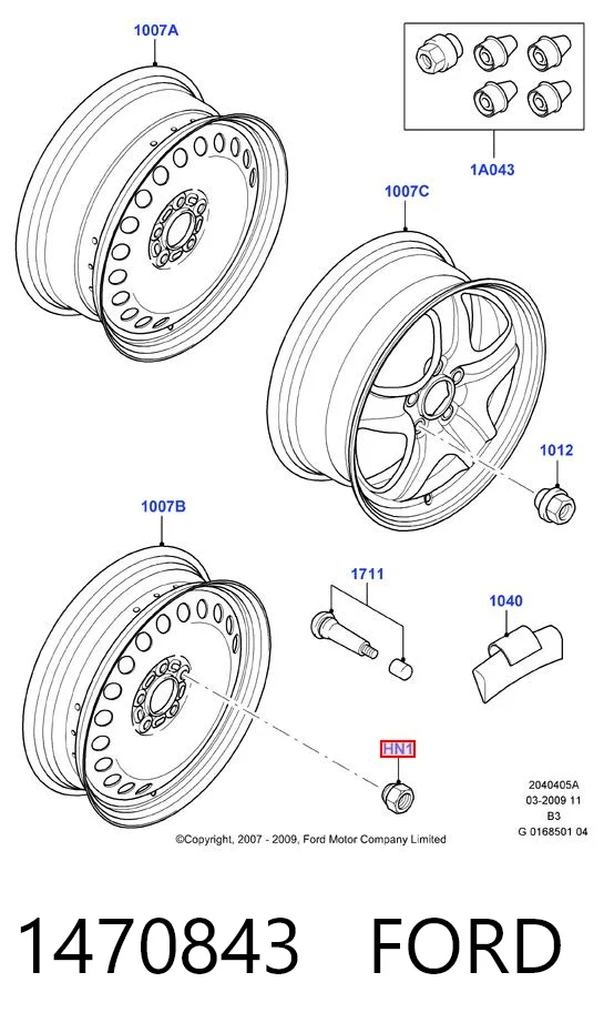 1470843 Ford Porca de roda