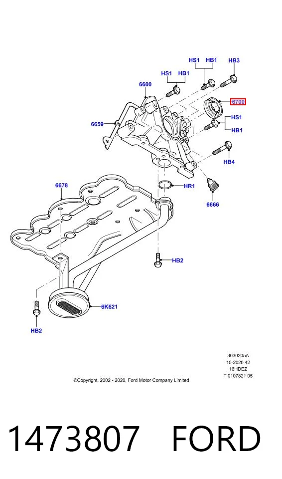 1473807 Ford Vedação dianteira de cambota de motor