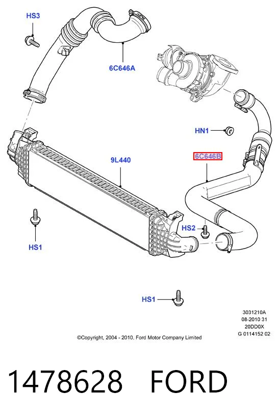 1478628 Ford Mangueira (cano derivado) de intercooler