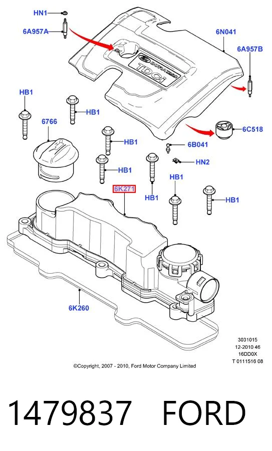 1479837 Ford Tampa de válvulas