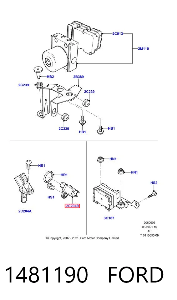 1481190 Ford Sensor ABS traseiro