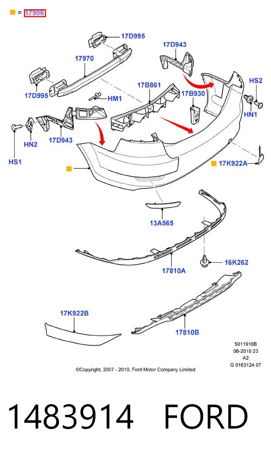 Pára-choque traseiro Ford Mondeo IV sedan (CA2) (2007 - 2014) IV