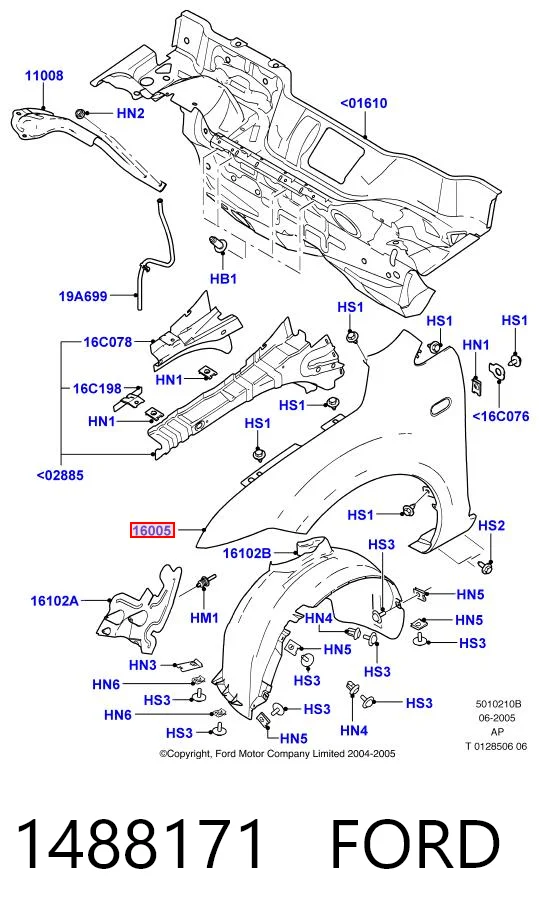  Pára-lama dianteiro direito Ford Focus II hatchback (DA, HCP, DP) (2004 - 2011) II