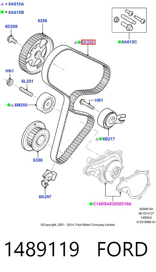 Correia do mecanismo de distribuição de gás Ford Fiesta ao melhor preço