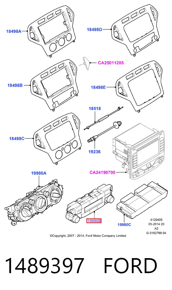 Unidade de controlo dos modos de aquecimento/condicionamento para Ford Galaxy II CA1 WA6