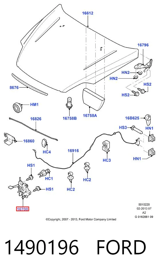 1490196 Ford Fecho da capota