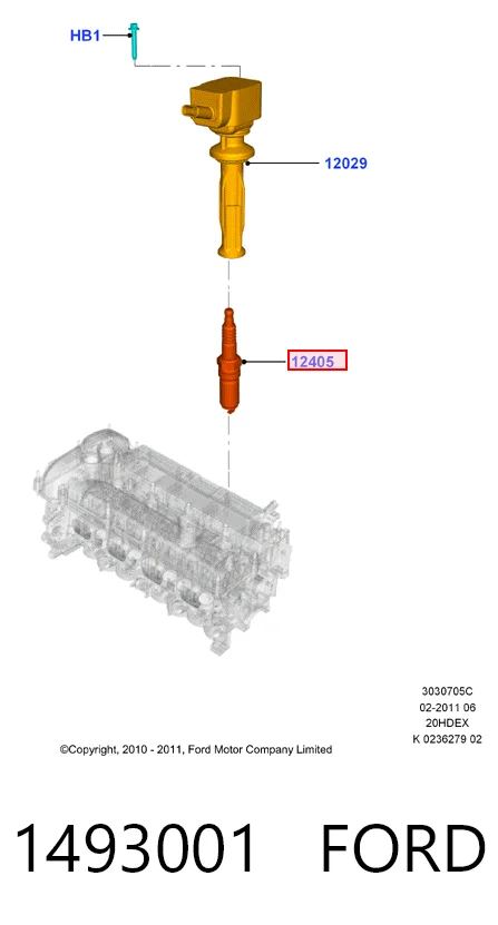 1493001 Ford Vela de ignição