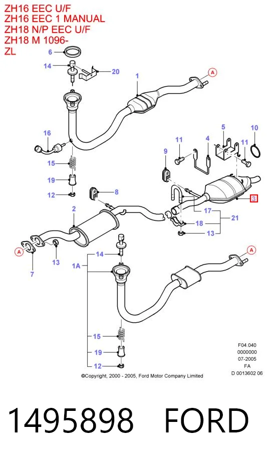1495898 Ford Silenciador, parte traseira
