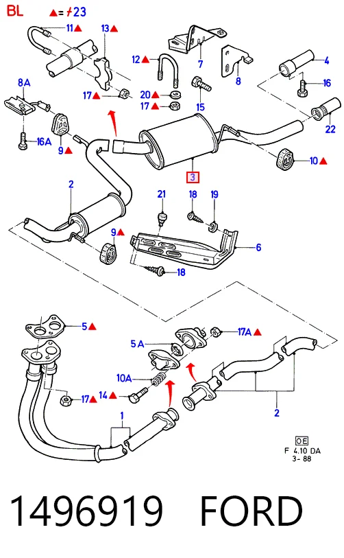 Silenciador, parte traseira para Ford Orion II AFF