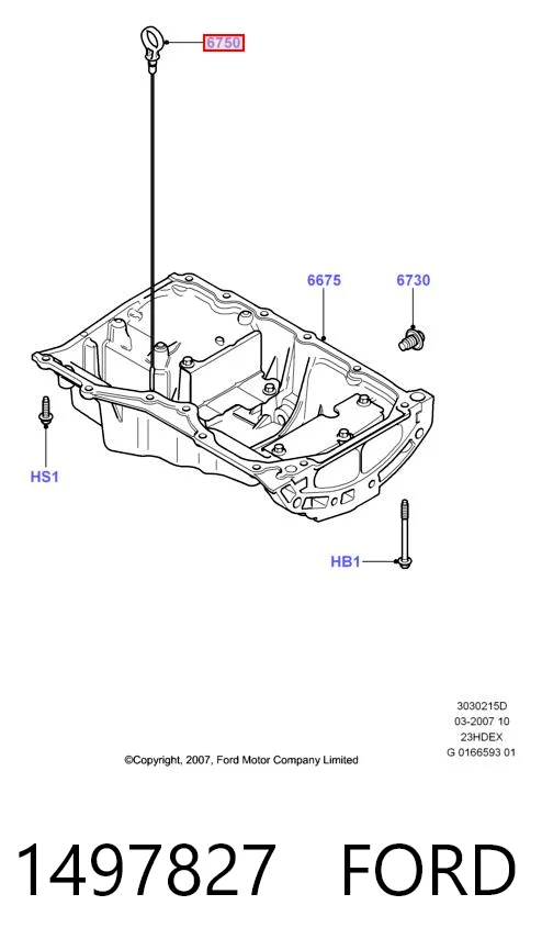 1497827 Ford Sonda (indicador) do nível de óleo no motor
