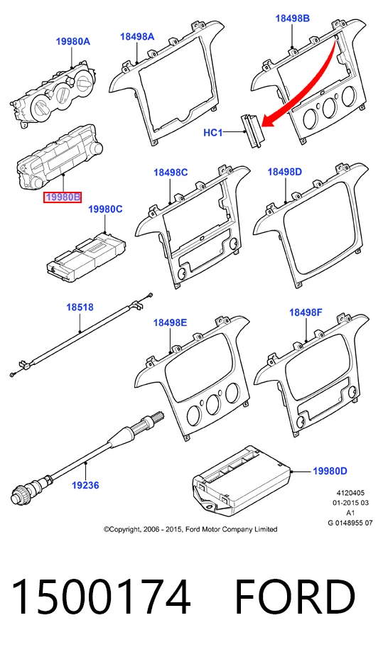 Unidade de controlo dos modos de aquecimento/condicionamento Ford Galaxy II CA1 WA6