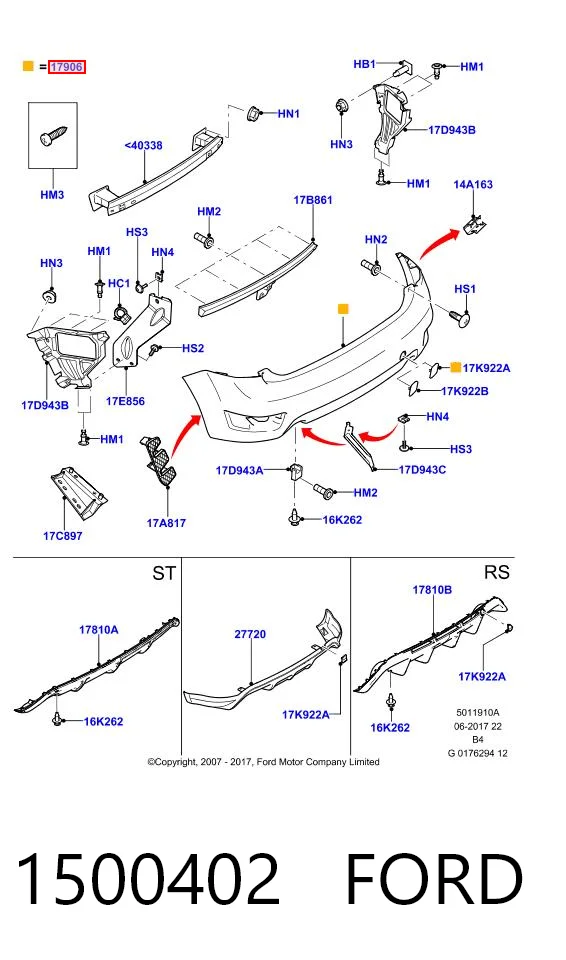  Pára-choque traseiro Ford Focus II hatchback (DA, HCP, DP) (2004 - 2011) II