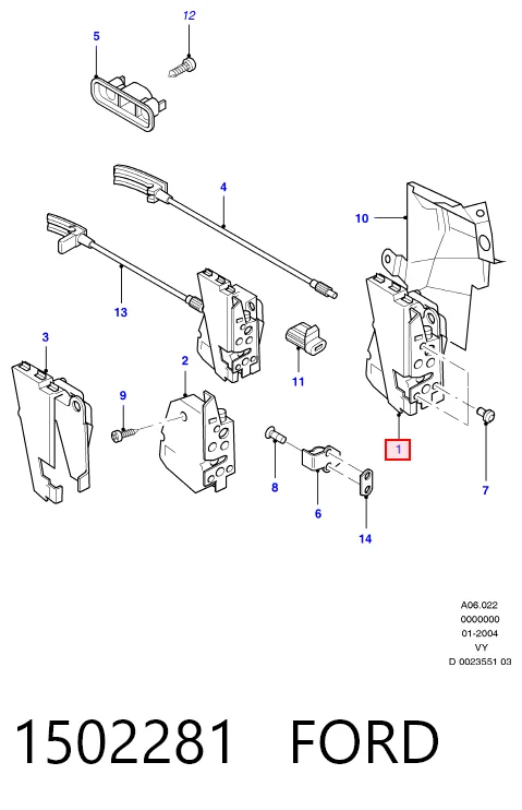 Fecho da porta dianteira esquerda para Ford Galaxy WGR