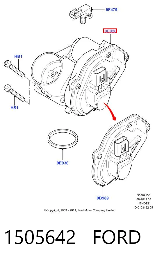 1505642 Ford Válvula de borboleta montada