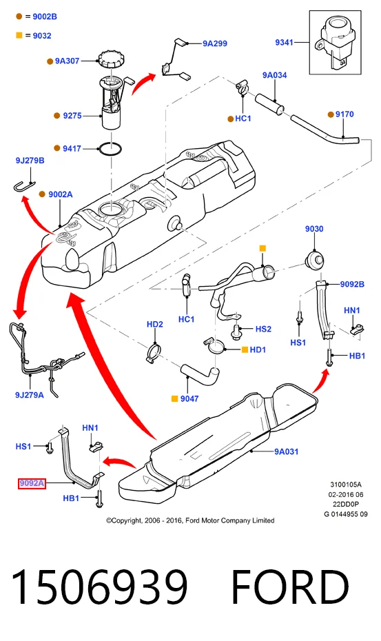 1506939 Ford Consola de tanque de combustível