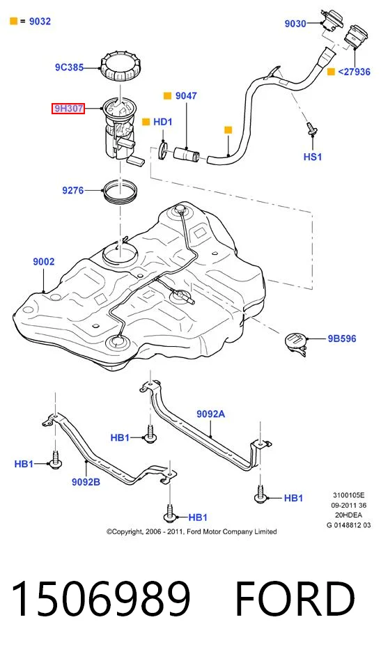 1506989 Ford Módulo de bomba de combustível com sensor do nível de combustível