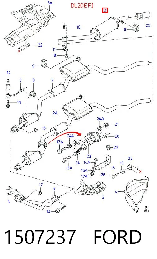  Silenciador, parte traseira Ford Sierra II sedan (GBG, GB4) (1987 - 1993) II
