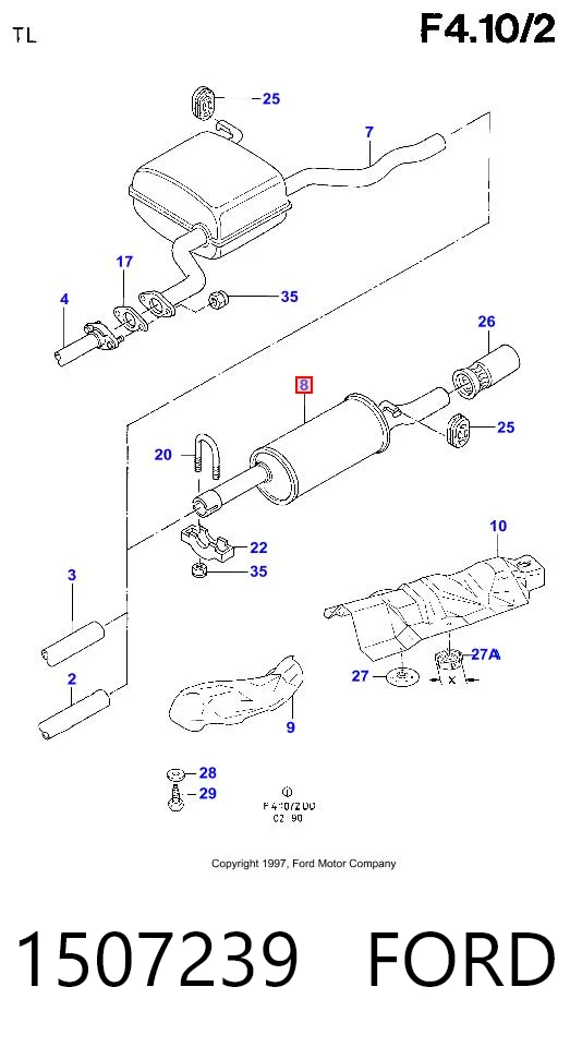 Silenciador, parte traseira Ford Sierra II GBG, GB4