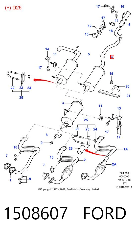 1508607 Ford Silenciador, parte traseira