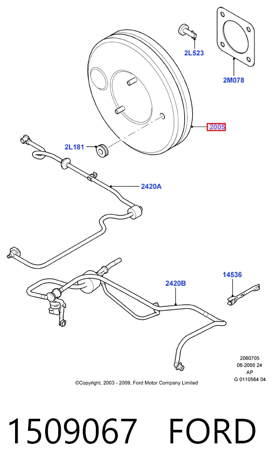 Reforçador dos freios a vácuo para Ford Kuga I CBV