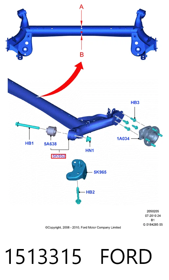Viga de suspensão traseira (plataforma veicular) Ford Fiesta Mk6 CB1