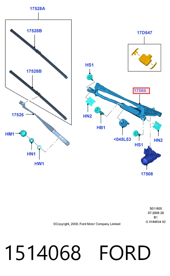 Trapézio de limpador pára-brisas para Ford Fiesta Mk6 CB1