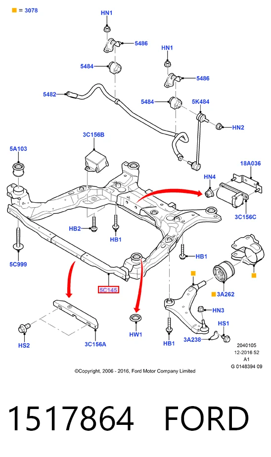  Viga de suspensão dianteira (plataforma veicular) Ford Mondeo IV sedan (CA2) (2007 - 2014) IV