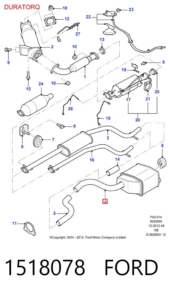 1518078 Ford Silenciador, parte traseira