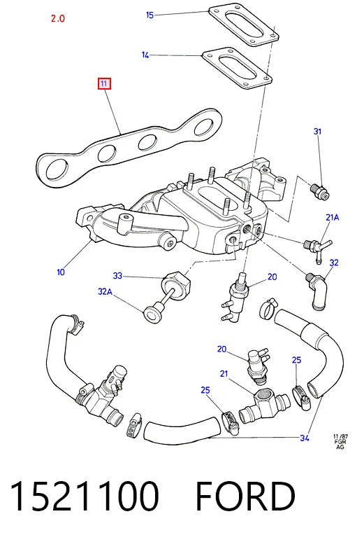 Vedante de tubo coletor de admissão Ford Sierra I GBC